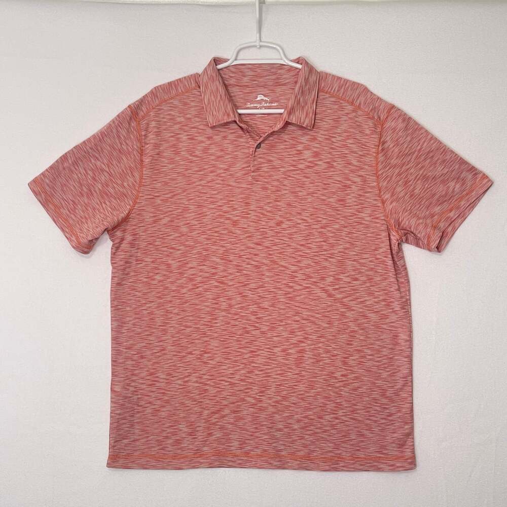 Tommy Bahama Polo Shirt Men’s Large Coral Red Short Sleeve Comfort Pullover